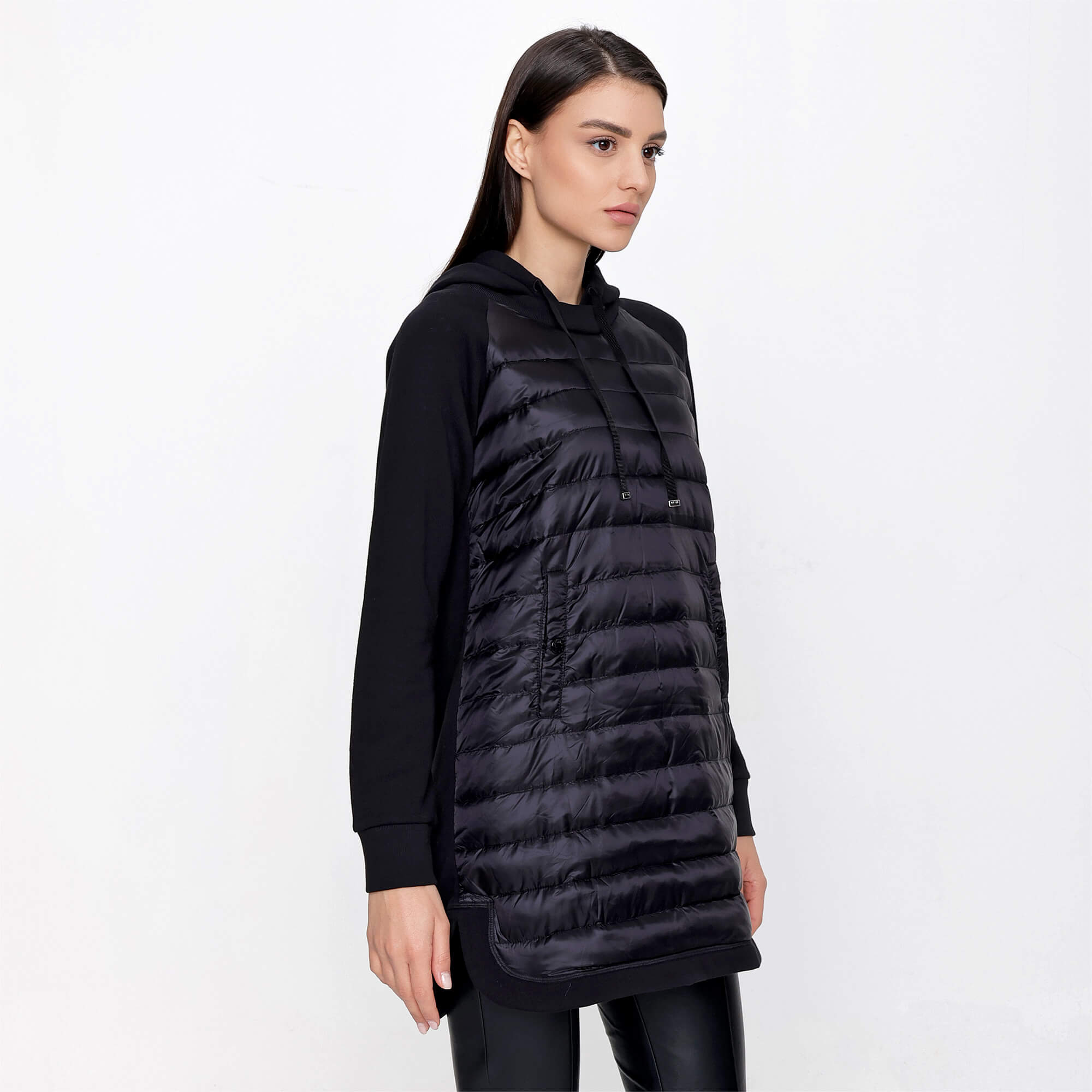 Moncler - Black Hooded Down Sweatshirt Maglia Jacket